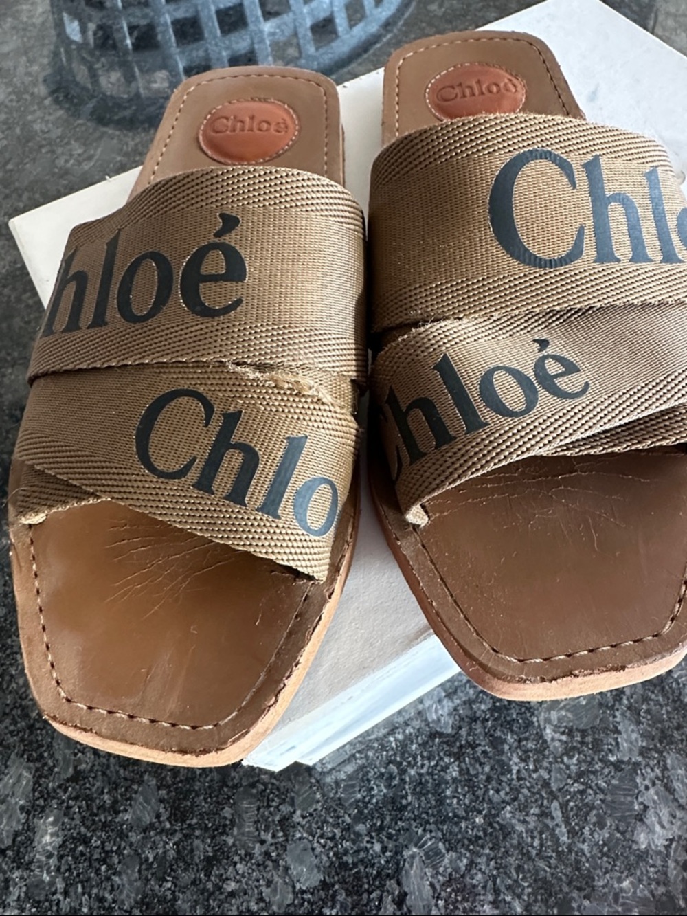 Chloé Woody Logo Strap Slide Sandals authentic with box - Picture 4 of 9